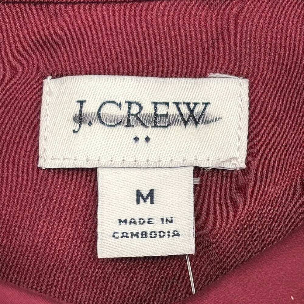 J Crew Factory Drapey‎ satin button-up top in Vintage Burgundy size M NWT BV927 - Picture 7 of 12